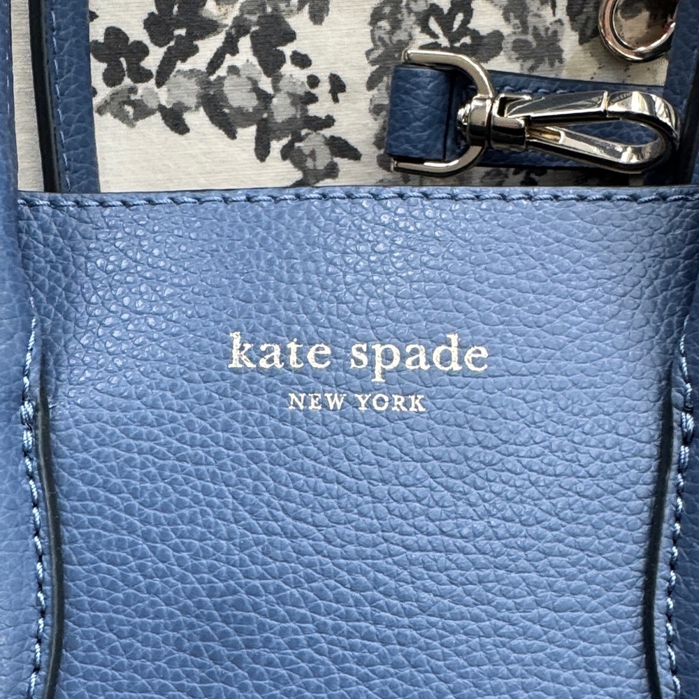 kate spade blue pebbled leather satchel - Picture 3 of 14